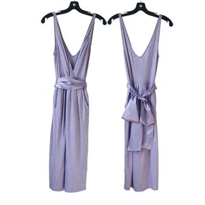 BCBGirls Faux Wrap Purple Midi Dress with Silk Belt Size Medium